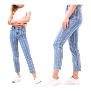PacSun Striped Window Pane Mom Jeans High Rise Denim Women‎ Size 28